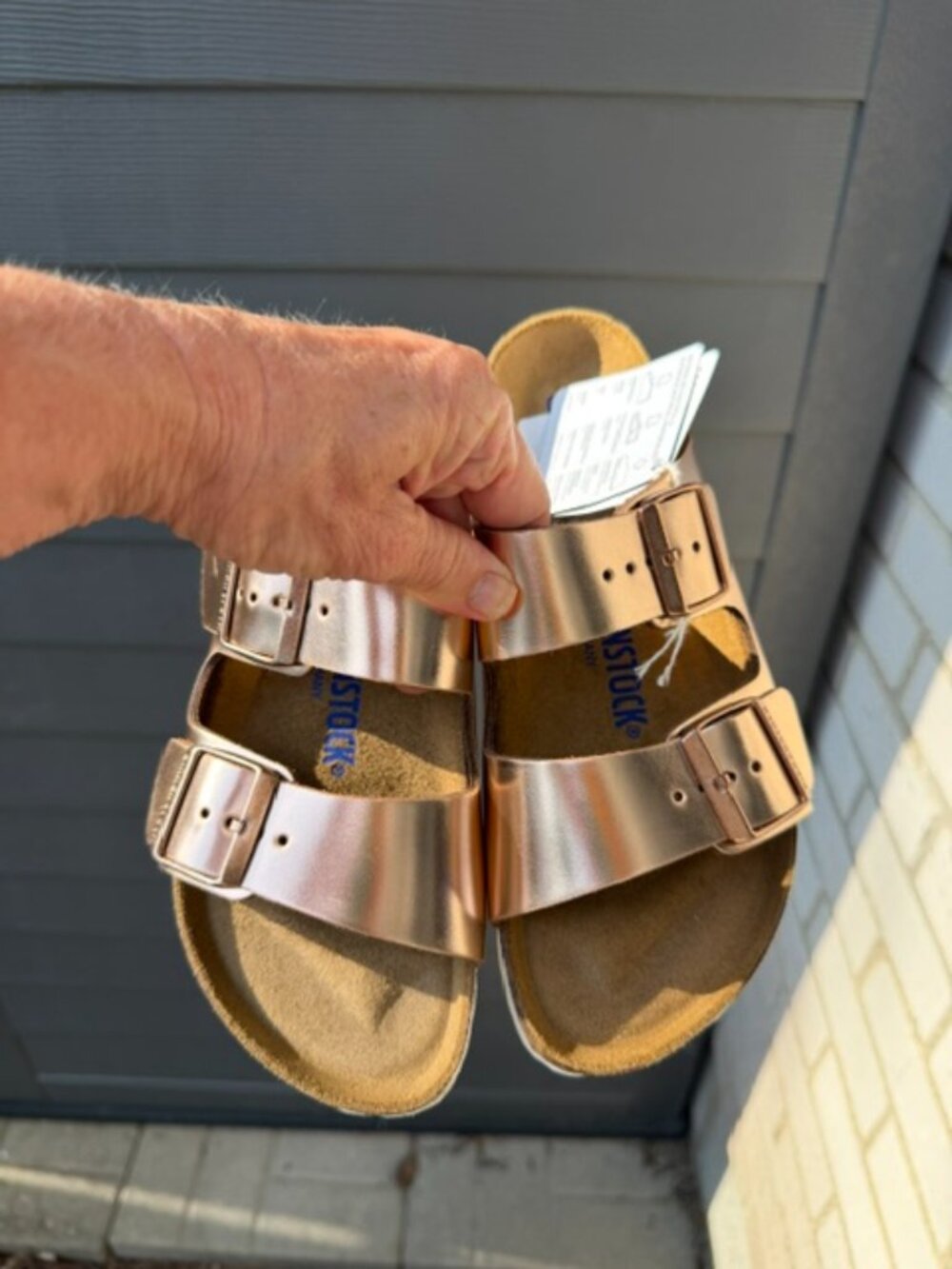 Birkenstock Arizona Soft Footbed Sz 38  Metallic Copper